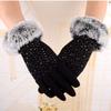 Womens Winter Gloves Touch Screen Gloves Crystal Thick Warm Fleece Windproof Mittens Snow Ski Gloves (Black) view 3