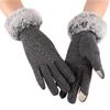 Womens Winter Gloves Touch Screen Gloves Crystal Thick Warm Fleece Windproof Mittens Snow Ski Gloves (Grey) view 1