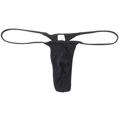 OROCOJUCO Men Spandex Micro Thong Shadow Stripe Narrow Pouch Underwear String Mini Bikini Jockstrap T-back Black M