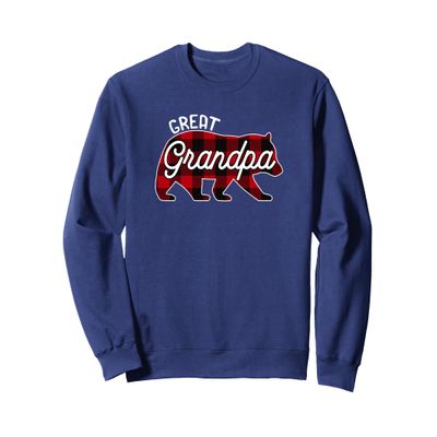 Great Grandpa Bear Sweatshirt Red Buffalo Plaid Family Sweatshirt