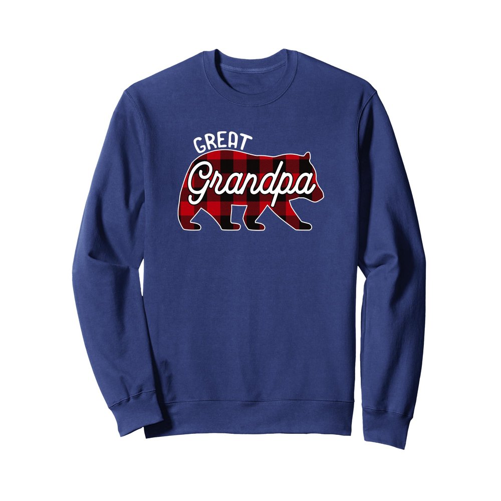 Great Grandpa Bear Sweatshirt Red Buffalo Plaid Family Sweatshirt
