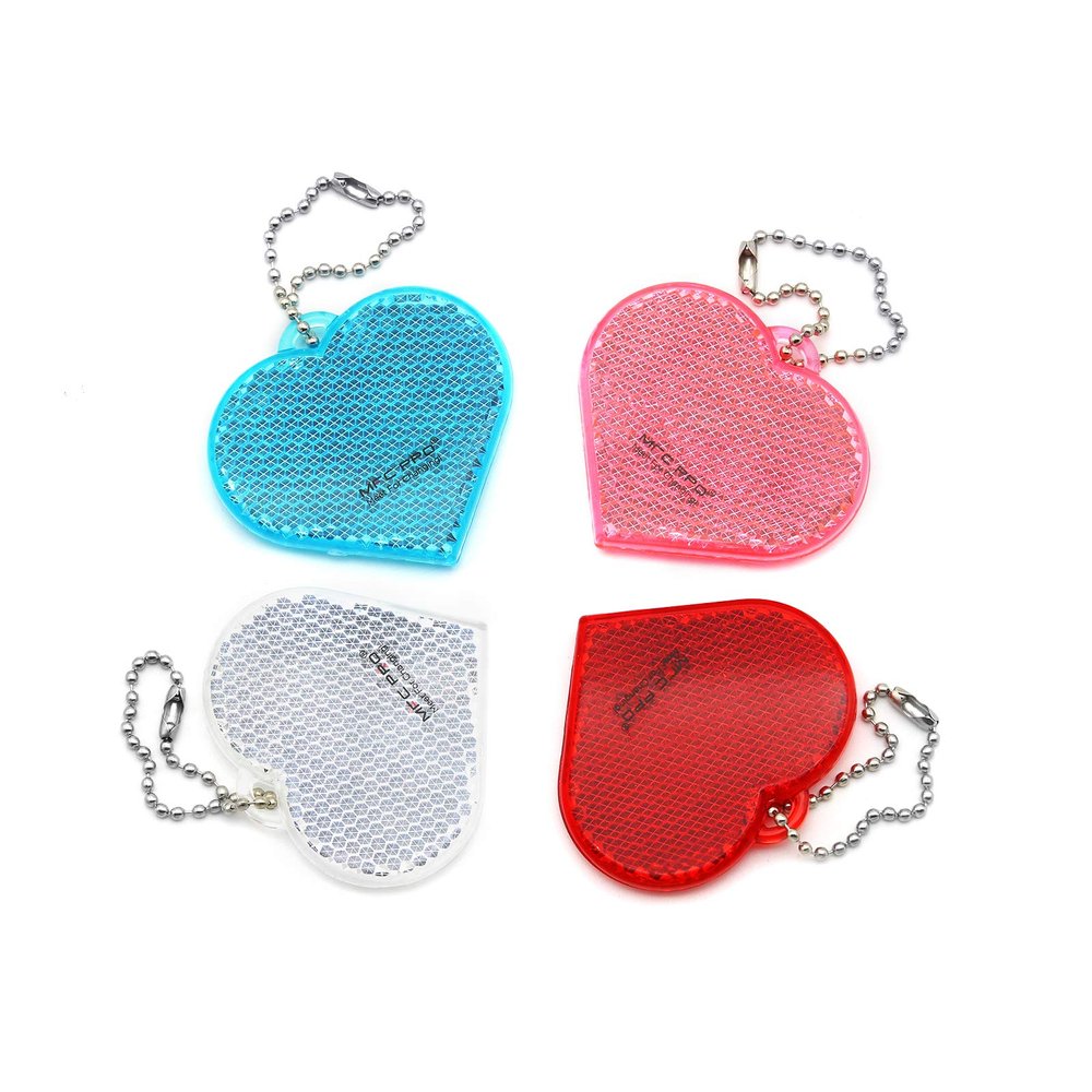 MFC PRO 4Pcs Safety Reflector - Heart Shapes - Stylish Reflective Gear for Jackets, Bags, Purses, Backpacks, Strollers and Wheelchairs,Christmas Halloween Party Hanging Decoration(Heart)