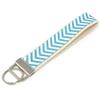 Beige Cotton Webbing Wristlet Keychain with Multi-Colors Wave Chevron Pattern for Key fob, Key, ID Badge Holder, USB, Purse (Aqua) view 1