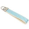 Beige Cotton Webbing Wristlet Keychain with Multi-Colors Wave Chevron Pattern for Key fob, Key, ID Badge Holder, USB, Purse (Aqua) view 3