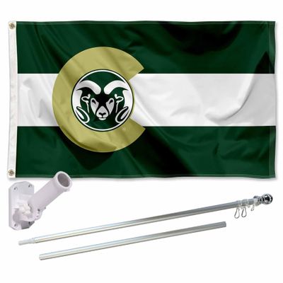 Colorado State Rams CO State Flag with Pole and Bracket Kit
