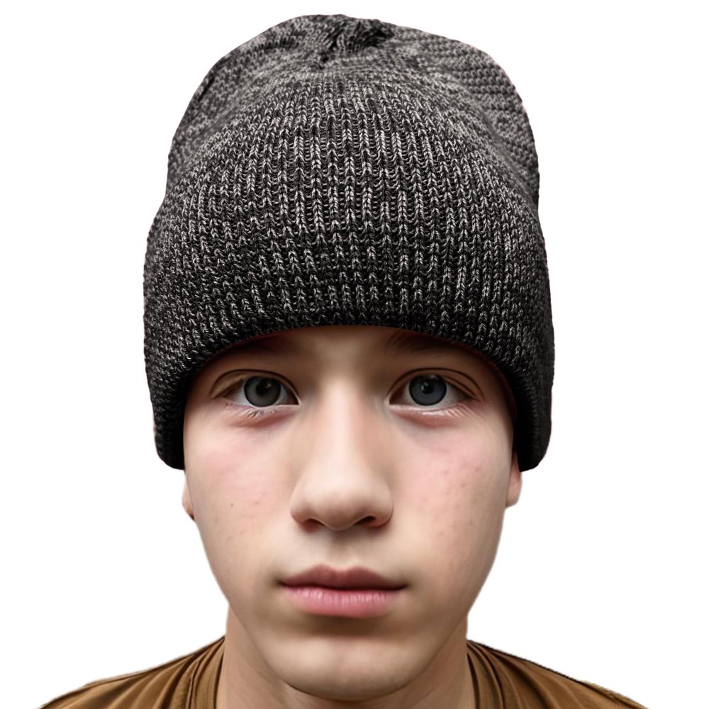 COUVER 100% Acrylic Knitted Beanie  Warm Winter Skull Cap Hat for Man Women Black/Dark Grey
