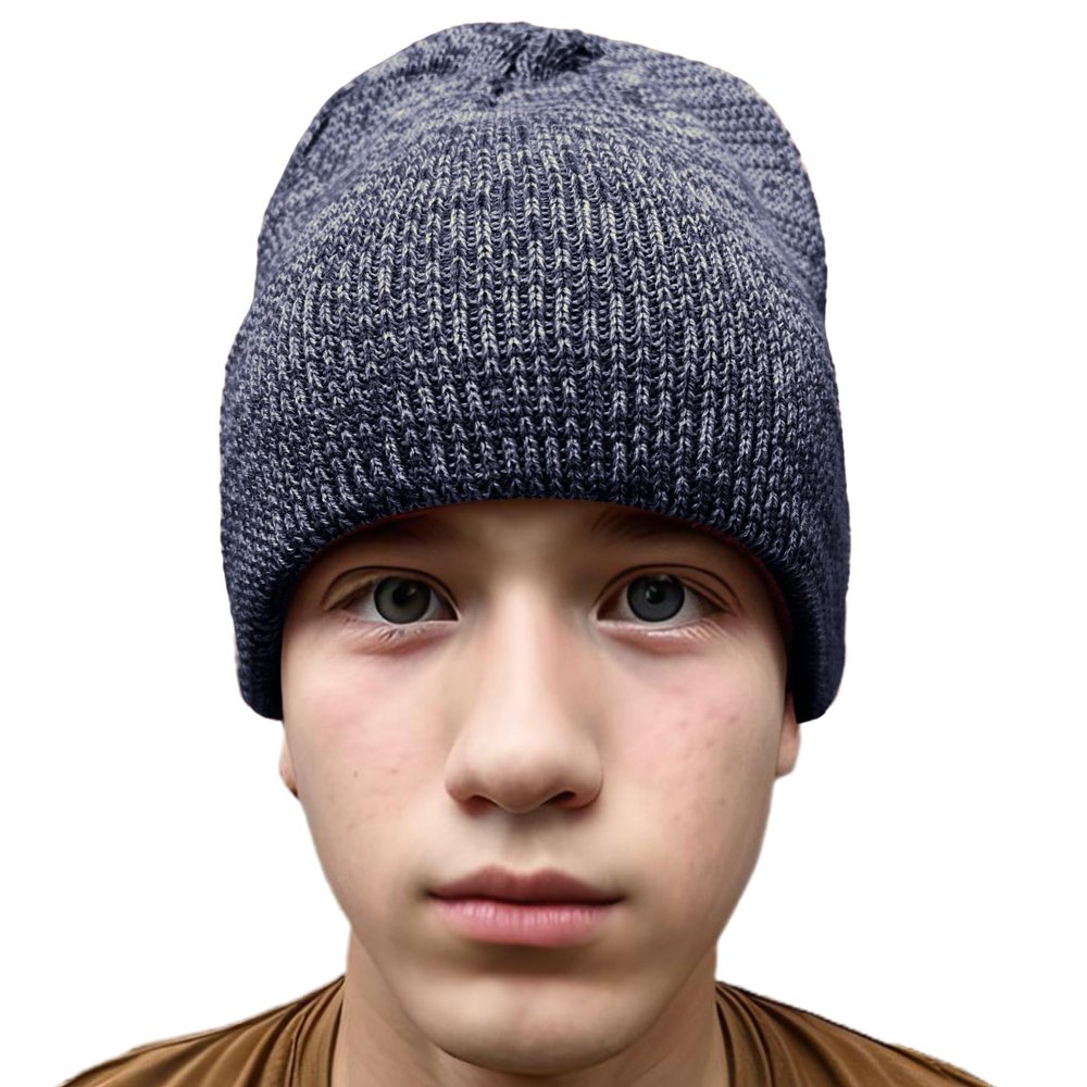 COUVER 100% Acrylic Knitted Beanie  Warm Winter Skull Cap Hat for Man Women Navy/Dark Grey