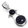 JEWELOPORIUM Blue Sunstone Silver Necklace, 925 Sterling Silver Pendant for Women, Round Gemstone Boho Jewelry view 1