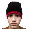COUVER 8 inch Bottom Striped Knit Beanie - 100% Acrylic Windproof Skull Hat Black/Red view 1