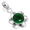 JEWELOPORIUM Green Malachite Silver Necklace, 925 Sterling Silver Pendant for Women, Real Round Gemstone Boho Jewelry view 1