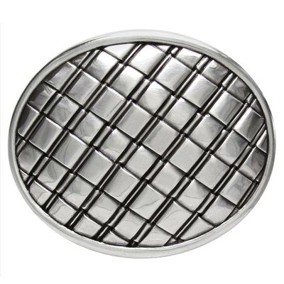 100206 Unique Oval Engraved Basket Weave Belt Buckle Fits 1-1/2"(38mm) Belt (Antique Silver)