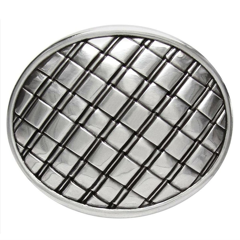 100206 Unique Oval Engraved Basket Weave Belt Buckle Fits 1-1/2"(38mm) Belt (Antique Silver)