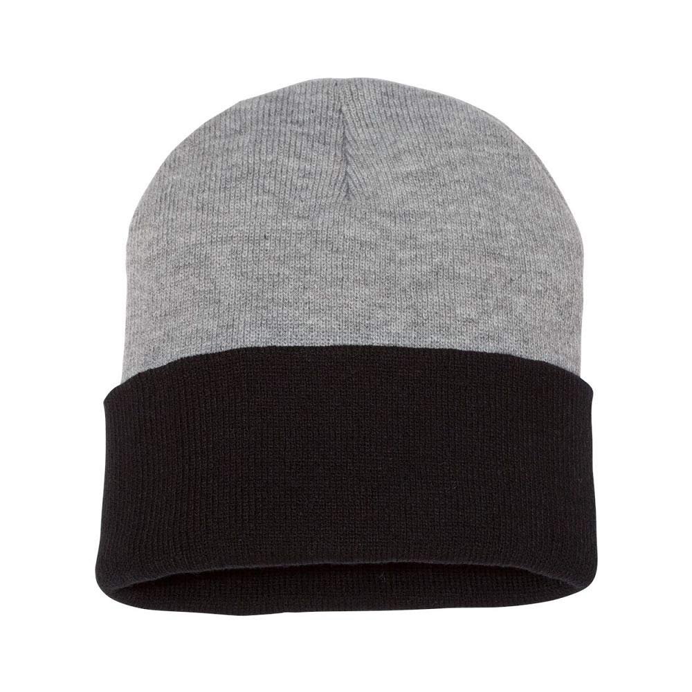 COUVER 12" Knit Blaze Beanie Thinsulate Acrylic Beanie Cuff Skull Cap for Men Heather/Black