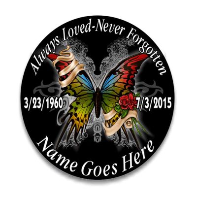 Always Loved Never Forgotten Memorial Decal Butterfly 4"x 5" Pack of 6
