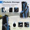 GYMAX Golf Stand Bag, 6 Way Divider Golf Club Bag with 8 Pockets, Rain Hood, Umbrella Holder & Glove Sticker, Portable Lightweight Golf Bag for Men Women (Blue) view 2