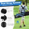 GYMAX Golf Stand Bag, 6 Way Divider Golf Club Bag with 8 Pockets, Rain Hood, Umbrella Holder & Glove Sticker, Portable Lightweight Golf Bag for Men Women (Blue) view 4