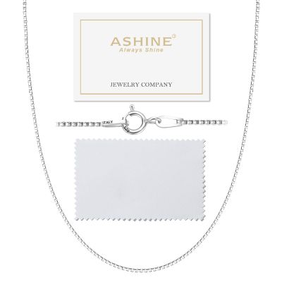 ASHINE 19 inch Silver Chain for Men Necklace for Women Silver Necklace Valentine Jewelry Charm Dainty Replacement for Pendant (1mm Box Chain Spring Ring Clasp 19 Inches)