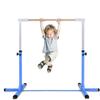GYMAX Horizontal Bar, Gymnastics Bar Junior Training Steel Bar Height Adjustable, for Kids Home Training (Blue)