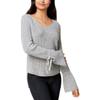 American Rag Womens Knit Bell Sleeves V-Neck Sweater Gray L view 1