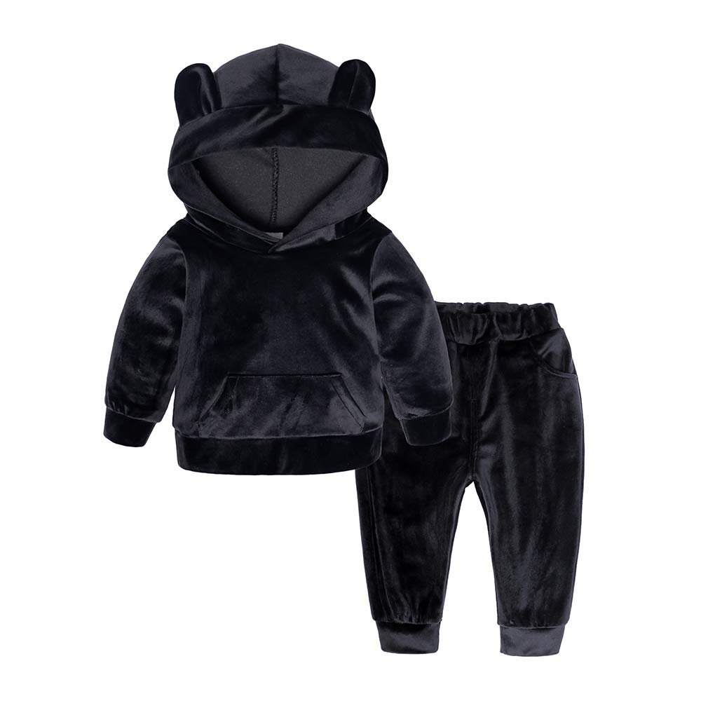 Kids Tales Baby Boys Girls Cute Ear Hooded Fleece Pullover and Pants Outfits Set