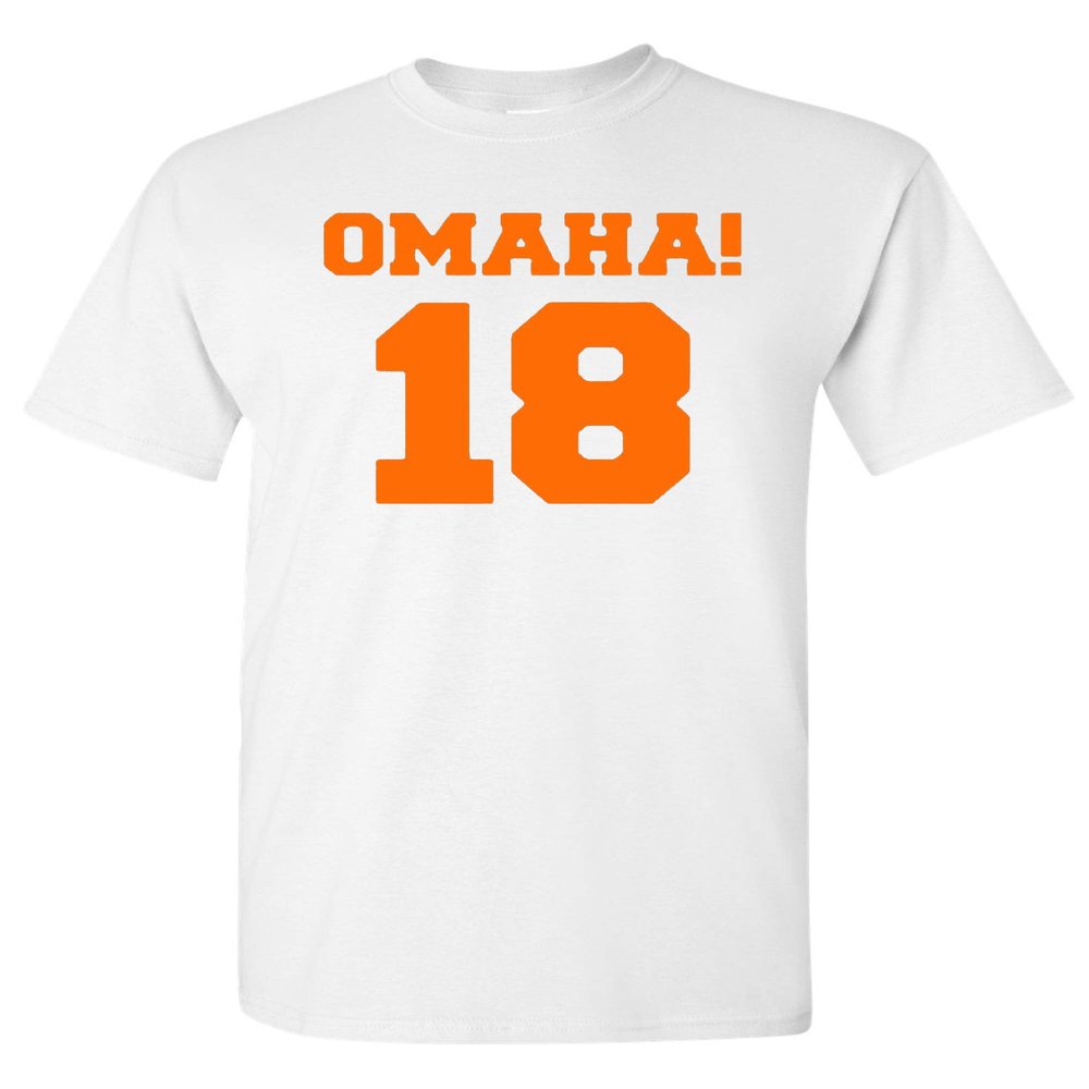 City Shirts Omaha! Manning Denver Adult T-Shirt Tee (XX Large, White w/Orange)