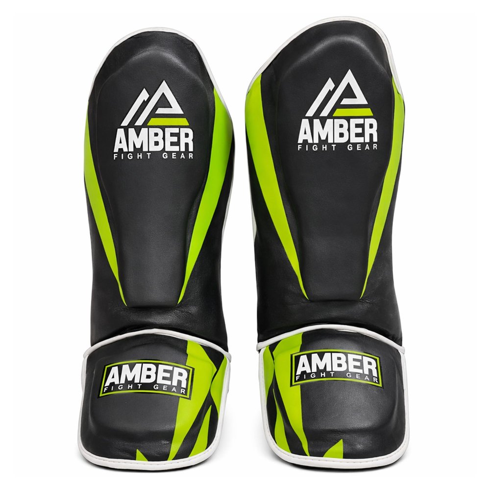 Pro Style Competition Muay Thai Shin Guards with Instep Protection for Kickboxing, MMA, and Combat Sports, Lightweight, Durable, and Adjustable, Large