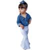 Infant Baby Toddler Girls Clothes Outfits 1-4 Years Old Kids Fashion Denim Tops Shirt Bell-Bottoms Pants Sets (18-24 Months, Blue) view 1