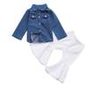 Infant Baby Toddler Girls Clothes Outfits 1-4 Years Old Kids Fashion Denim Tops Shirt Bell-Bottoms Pants Sets (18-24 Months, Blue) view 2
