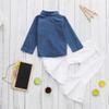 Infant Baby Toddler Girls Clothes Outfits 1-4 Years Old Kids Fashion Denim Tops Shirt Bell-Bottoms Pants Sets (18-24 Months, Blue) view 3