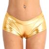 inhzoy Womens Shiny Metallic Faux Leather Low Rise Bikini Briefs Dancewear Micro Hot Shorts Gold X-Large view 1