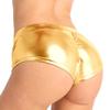 inhzoy Womens Shiny Metallic Faux Leather Low Rise Bikini Briefs Dancewear Micro Hot Shorts Gold X-Large view 3