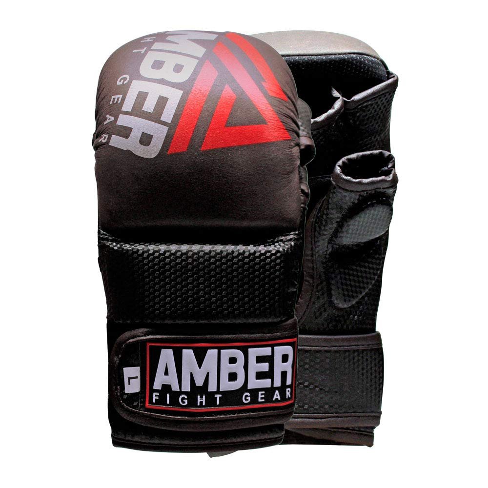Contender Sparring MMA Gloves, Real Leather Hybrid Grappling Gloves for Martial Arts, Boxing, Combat Training, Open Palm, Padded Half Thumb, Shock-Absorbing Foam, Small/Medium