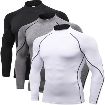 2/3 Pack Men's Compression Shirts Long Sleeve Workout Shirts Mock Turtleneck Athletic Base Layer Active Undershirts Tops