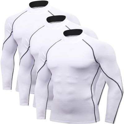 2/3 Pack Men's Compression Shirts Long Sleeve Workout Shirts Mock Turtleneck Athletic Base Layer Active Undershirts Tops