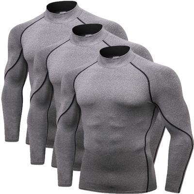 2/3 Pack Men's Compression Shirts Long Sleeve Workout Shirts Mock Turtleneck Athletic Base Layer Active Undershirts Tops