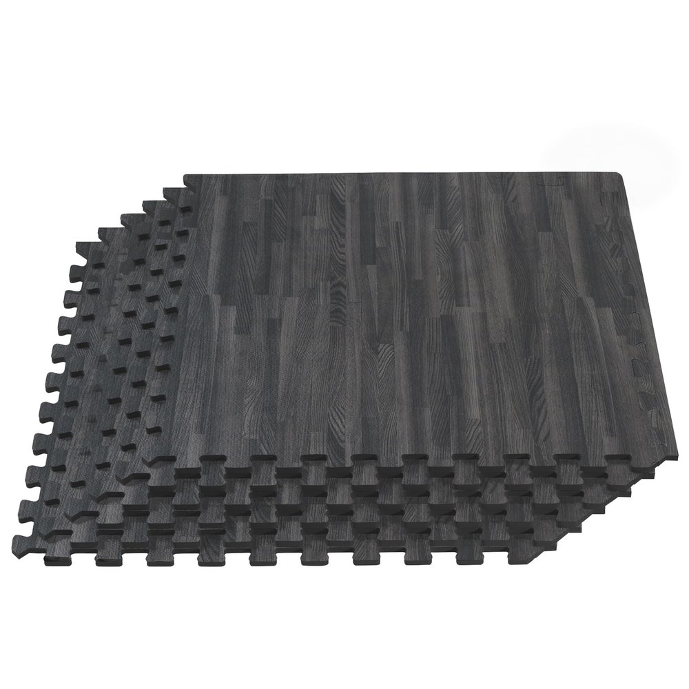 Forest Floor 3/8 Inch Thick Printed Foam Tiles, Premium Wood Grain Interlocking Foam Floor Mats, Anti-Fatigue Flooring  Stylish Flooring Solution, Carbon, 24 Sq Ft