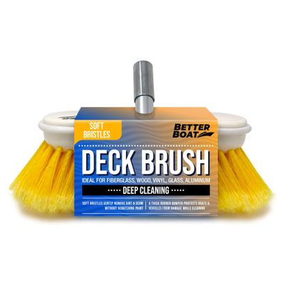 Soft Boat Deck Brush, Heavy-Duty Marine Brush Head, 8" Bristle with Bumper, 3/4" Thread Handle, for RV, Truck, and Auto Cleaning