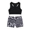 FEESHOW Girls 2 Piece Gymnastic Dance Sports Bra Crop Top with Shorts Outfit Set for Athletic Leotard Dancing Swimming Racer Back Black 11-12 view 3