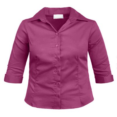 NE PEOPLE Girl's Simple Casual 3/4 Sleeve Roll Up Button Down Blouse Shirts