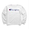 Champion Men's Heritage Long Sleeve Tee, White 90's Script, X Small view 1