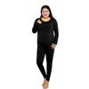 Cozylkx Women Winter Warm Thermal Underwear Set Plus Size Velvet Layered Long Johns Set, Black-4XL