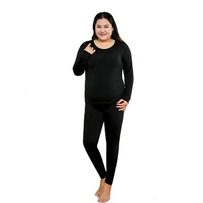 Cozylkx Women Winter Warm Thermal Underwear Set Plus Size Velvet Layered Long Johns Set, Black-5XL