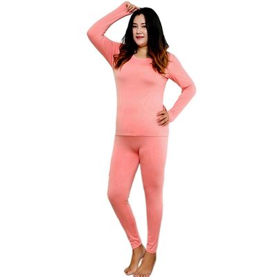 Cozylkx Women Winter Warm Thermal Underwear Set Plus Size Velvet Layered Long Johns Set, Pink-2XL