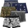 Carter's Boy's 5-Pack Cotton Boxer Briefs, Camo Green/Dinosaur/Stripes/Rockets, 7-Jun view 1