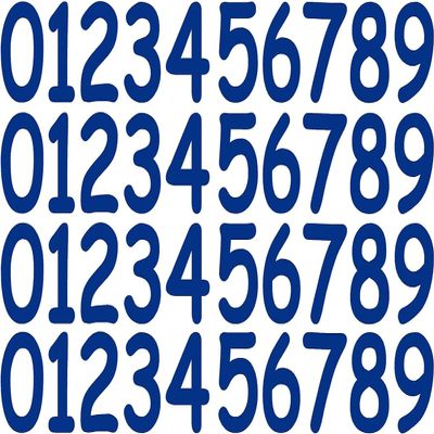 0-9 Numbers Blue Vinyl Sticker Decals Assorted Set of 40 Choose Size!! 1" to 12" (V1046BlueComic) (12")
