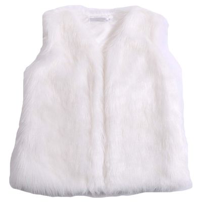 Youhan Women's Faux Fur Vest Coat Sleeveless Jacket (X-Small, White)