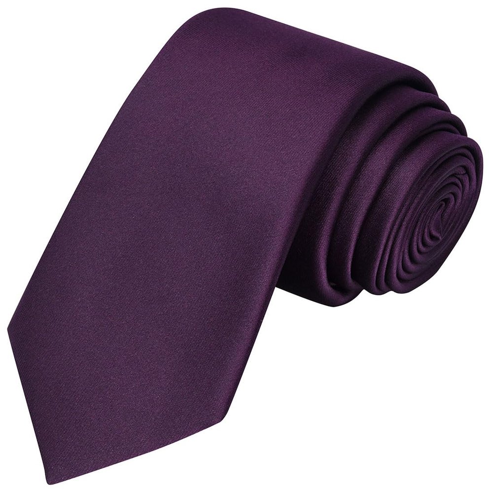 KissTies Boys' Tie Plum Purple Satin Necktie For Kids Boys Ties + Gift Box
