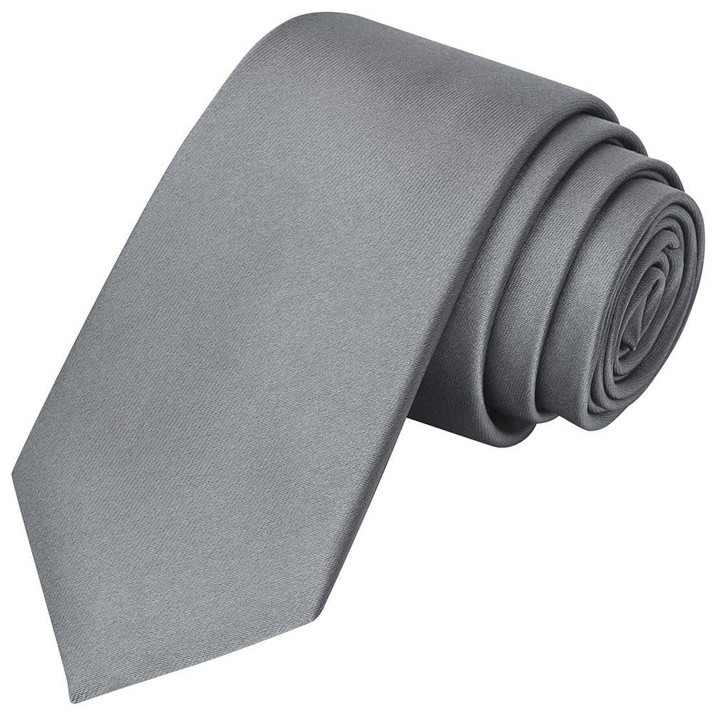 KissTies Boys Tie Gray Satin Youth Necktie For Teens Ties + Gift Box