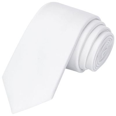 KissTies Boys' Tie White Satin Necktie For Kids Boys Ties + Gift Box
