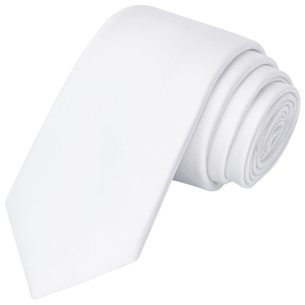KissTies Boys' Tie White Satin Necktie For Kids Boys Ties + Gift Box